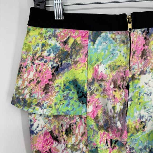 3/$25 Gibson Latimer Floral Pencil Skirt 8 Peplum Abstract Pink Green - Picture 6 of 8